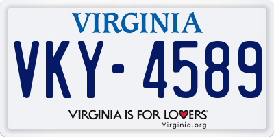 VA license plate VKY4589