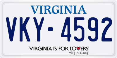VA license plate VKY4592