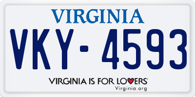 VA license plate VKY4593