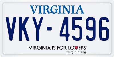 VA license plate VKY4596