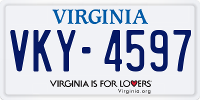 VA license plate VKY4597