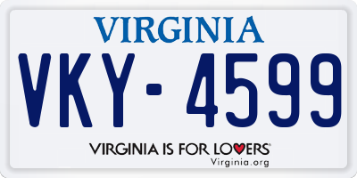 VA license plate VKY4599