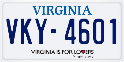 VA license plate VKY4601