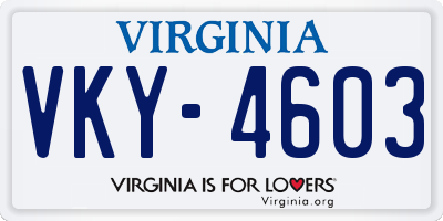 VA license plate VKY4603