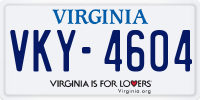VA license plate VKY4604
