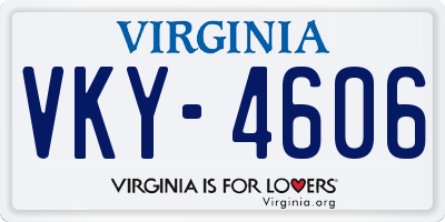 VA license plate VKY4606