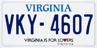 VA license plate VKY4607