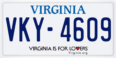 VA license plate VKY4609