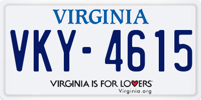 VA license plate VKY4615