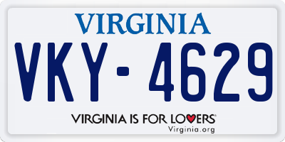 VA license plate VKY4629