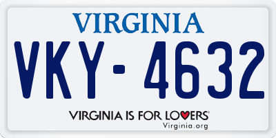 VA license plate VKY4632