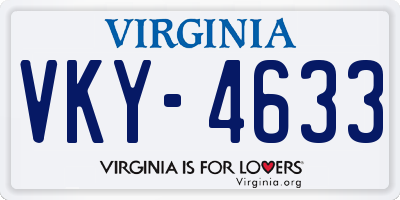 VA license plate VKY4633