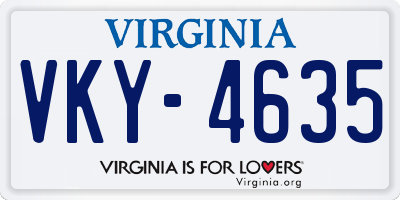 VA license plate VKY4635