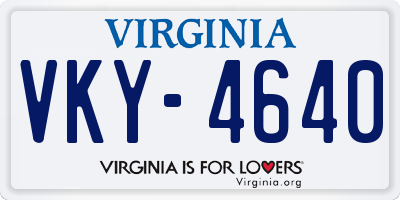 VA license plate VKY4640