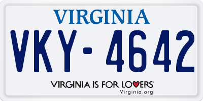 VA license plate VKY4642