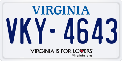 VA license plate VKY4643