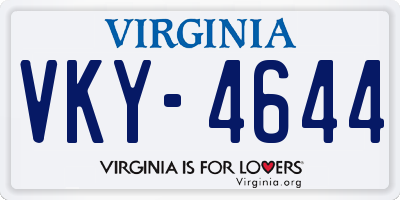 VA license plate VKY4644
