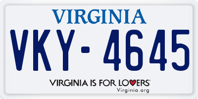 VA license plate VKY4645