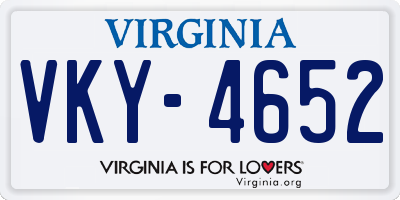 VA license plate VKY4652