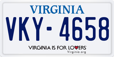VA license plate VKY4658