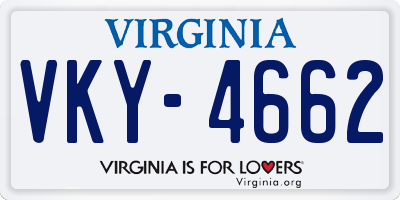 VA license plate VKY4662