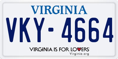 VA license plate VKY4664