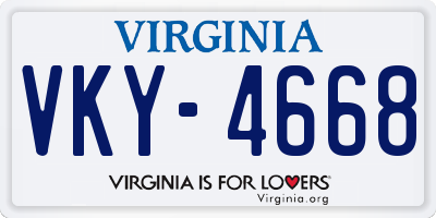 VA license plate VKY4668