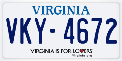 VA license plate VKY4672