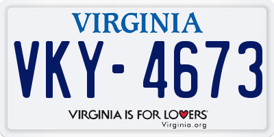 VA license plate VKY4673