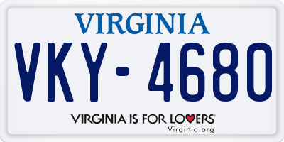 VA license plate VKY4680