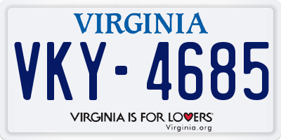 VA license plate VKY4685