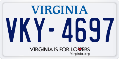 VA license plate VKY4697