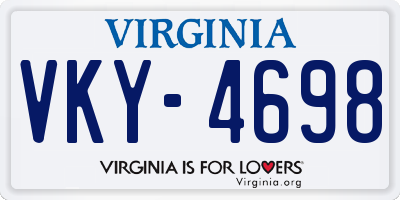 VA license plate VKY4698