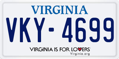 VA license plate VKY4699