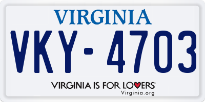 VA license plate VKY4703