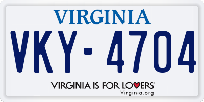 VA license plate VKY4704