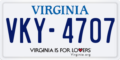 VA license plate VKY4707