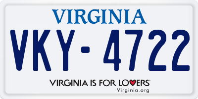 VA license plate VKY4722