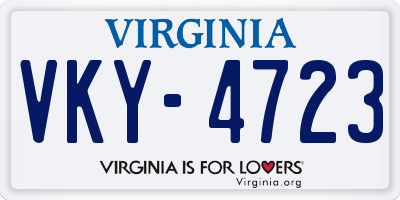 VA license plate VKY4723