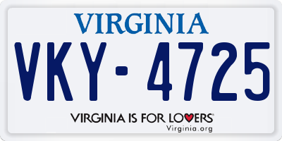 VA license plate VKY4725
