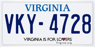 VA license plate VKY4728