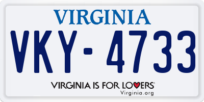 VA license plate VKY4733