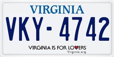 VA license plate VKY4742