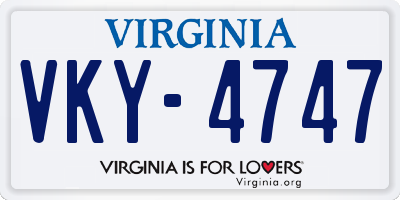 VA license plate VKY4747