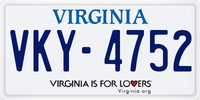 VA license plate VKY4752