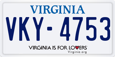 VA license plate VKY4753