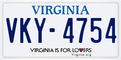 VA license plate VKY4754