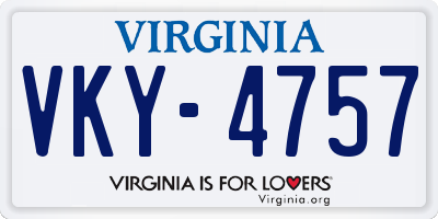 VA license plate VKY4757