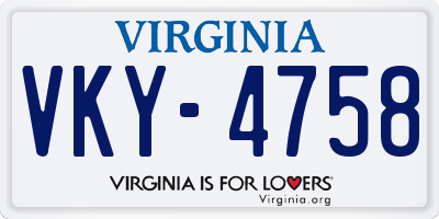 VA license plate VKY4758