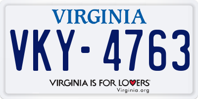 VA license plate VKY4763